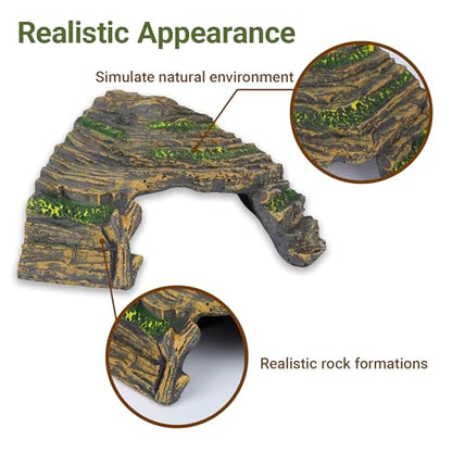 Reptile Hideout Cave - Bearded Dragon Rocks Tank Decor | Resin rock hideout provides a natural shedding aid and secure sanctuary, perfectly sized for bearded dragons.