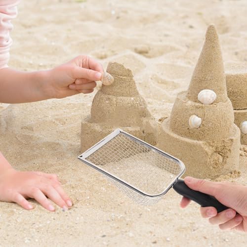 Beach Shell Shovel 10.43 Inch Lightweight Fine Mesh Sand Scoop for Reptile Substrate Cleaning Outdoor Beach and Garden Use
