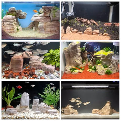 Aquarium Rocks 5lb Fish Tank Stone 2-5 inch Natural Pagoda Rocks for Aquascaping Landscaping Models Terrariums Reptile and Amphibian Enclosures-4-5Pcs - size: 5lb (2-5inch 4~5Pcs)