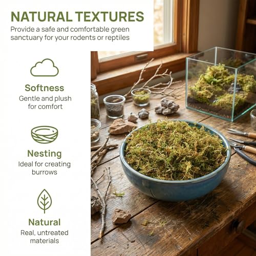 2.5 LB Sphagnum Moss for Plants, Long Fiber Orchid Moss for Carnivorous Plants, Terrariums and Indoor Potting, Compressed Sphagnum Bricks.
