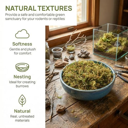 2.5 LB Sphagnum Moss for Plants, Long Fiber Orchid Moss for Carnivorous Plants, Terrariums and Indoor Potting, Compressed Sphagnum Bricks.