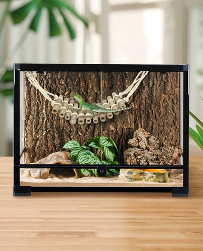 VCEPJH Reptile Bridge 2 Pack Crested Gecko Climbing Ladder Bamboo Basking Lounger Leopard Gecko Tank Accessories for Hermit Crab Juvenile Bearded Dragon Chameleon Small Lizard Tree Frog