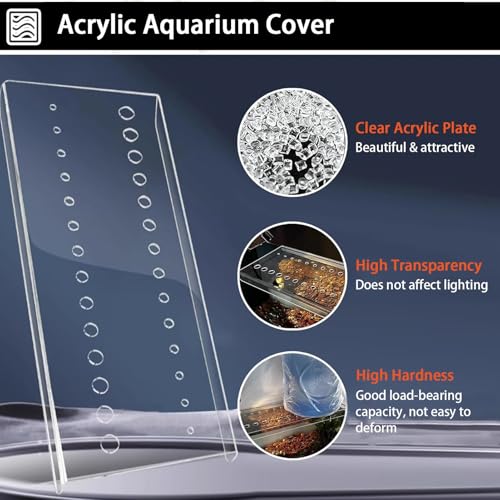 1 Pcs Fish Tank Top Cover for Aquarium, Acrylic Aquarium Anti-Jump Cover/Cat-Proof Terrarium Lid, with Feeding Hole, Fresh Air Screen Cover(70.7x21.5cm/27.8x8.5inch) - size: 70.7x21.5cm/27.8x8.5inch