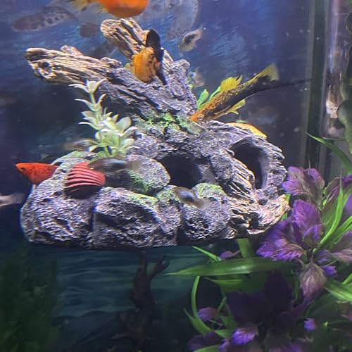 Aquarium Decor Magnetic Driftwood Outcropping Ornament –Wall-Mounted Fish Tank Accessory