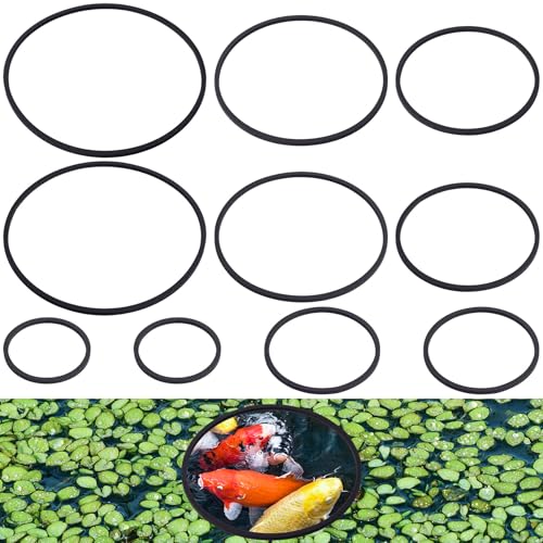 10pcs Fish Feeding Rings Set, 5 Sizes Floating Aquarium Plant Corral | Round Fish Tank Aquarium Accessories for Betta, Goldfish, Turtle (Black)