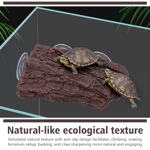 Realistic Bark Turtle Basking Platform - 3 Suction Cups Turtle Dock Essential Basking Platform for Aquatic Turtles, Frogs, Turtles Tank Accessory (Brown)