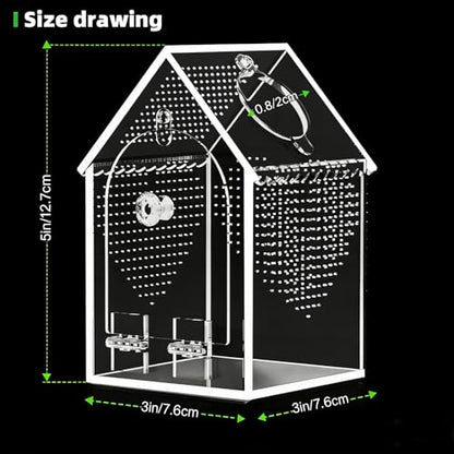 Cycodo Mini Jumping Spider Enclosure, Warp-Proof Acrylic Tarantula Terrarium, Front Opening Bug Habitat with Feeding Port for Praying Mantis, Snail, and Micro Reptile Habitat, 3" x 3" x 5" - size: 3"L * 3"W * 5"H