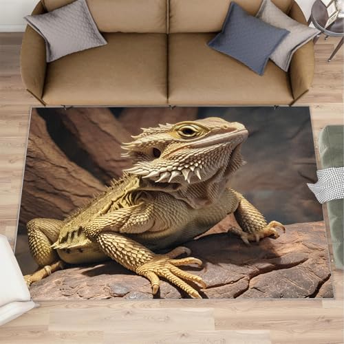 Bearded Dragon Area Rug 2x3ft Bearded Dragon Rug, Exotic Reptile Rugs for Bedroom, Indoor Non-Slip Rugs, Machine Washable Carpet for Front Entrance Floor Decor - color: Rugs-359, size: 2' x 3' (Rectangular)