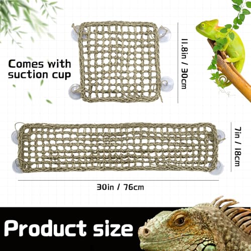2Pcs Reptile Hammock for Bearded Dragon Climbing Bridge Tank Accessories | Large Bearded Dragon Hammock, 2 Pcs Reptile Climbing Bridge, Lizard Tank Accessories for Chameleon Hermit Snake Habitat Decor - style: 1 Rectangle + 1 Square