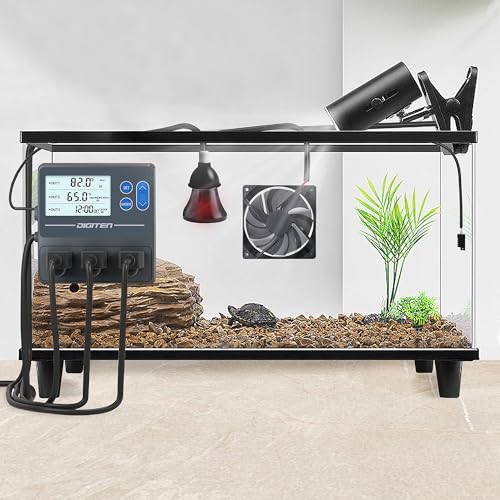 DIGITEN Reptile Temp & Humidity Controller with Timer Outlet | Temperature Control, Humidity Control, Timer, 3-Stage Outlet, Day-night Thermostat For Reptile, Mushroom, Homebrew