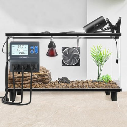 DIGITEN Reptile Temp & Humidity Controller with Timer Outlet | Temperature Control, Humidity Control, Timer, 3-Stage Outlet, Day-night Thermostat For Reptile, Mushroom, Homebrew