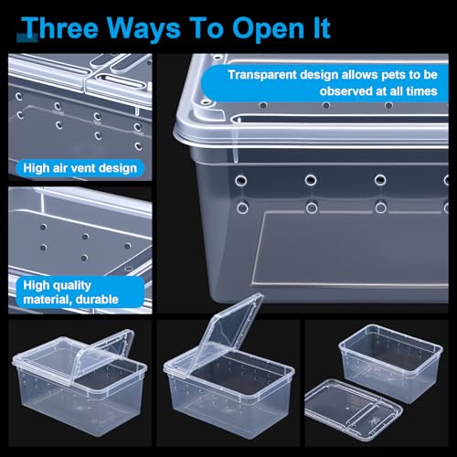 10 Pcs Reptile Breeding Box, Clear Plastic Terrarium with Vent Holes, Small Animal Enclosure for Spider Scorpion Lizard Insect, 5.9x3.9x2.55 Inch