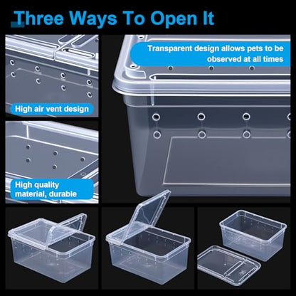 10 Pcs Reptile Breeding Box, Clear Plastic Terrarium with Vent Holes, Small Animal Enclosure for Spider Scorpion Lizard Insect, 5.9x3.9x2.55 Inch