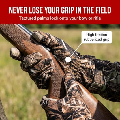 Men’s Camo Touchscreen Hunting Gloves – Lightweight, Thin, High-Performance Hunting Gear – L/XL