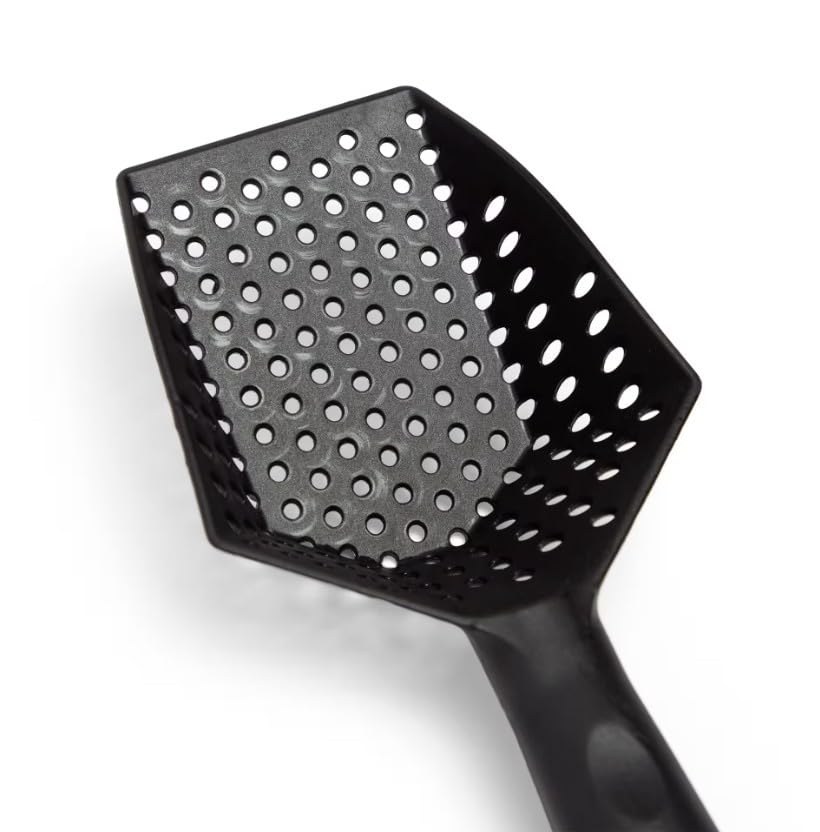Reptile Sand Sifting Scoop Litter Shovel - Durable Metal Reptile Litter Cleaner Scooper with Black Non-Slip Handle, Fine Mesh Sifter for Lizard Substrate, Terrarium Sand & Waste Removal