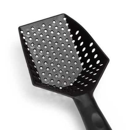 Reptile Sand Sifting Scoop Litter Shovel - Durable Metal Reptile Litter Cleaner Scooper with Black Non-Slip Handle, Fine Mesh Sifter for Lizard Substrate, Terrarium Sand & Waste Removal