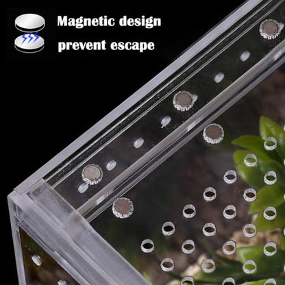Small Acrylic Tarantula Enclosure Terrarium with Magnetic Button,8 * 4 * 4inch Thicken Isopod Enclosure,Spider Cage,Terrarium for Reptiles,Lizard,Juvenile Tarantulas - size: 8*4*4in