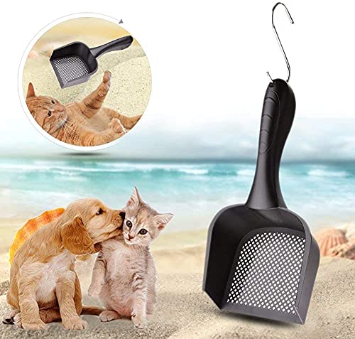 Cat Litter Scoop,Kitty Pet Shovel Scoop Reptile Terrarium Bedding Litter Cleaner Scoop For Cat Tortoise Snake,Hole:2.5mm Suitable For Very Fine Cat Litter - color: Black