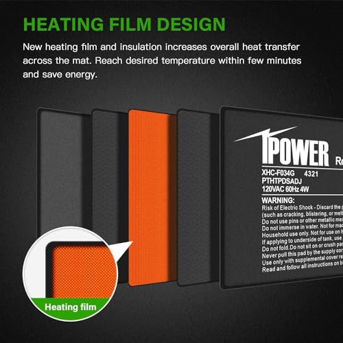 iPower 4 by 7 Inch Reptile Heating Pad with Temperature Adjustable Controller Knob, Under Tank Warmer Terrarium Heat Mat for Reptiles and Amphibians - size: 4 X 7 Inch, style: Heat Pad with Adjust Knob