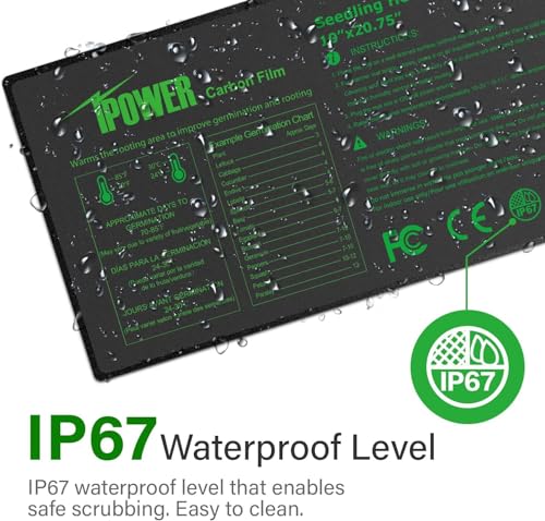 iPower Seeding Heat Mat with Thermostat Temperature Adjustable Knob, Durable Warm Hydroponic Plant Germination Starting Pad - size: 10" x 20.75", style: with Adjustable Knob