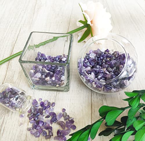 ZHIYUXI Amethyst Crystal Chips Fish Tank Gravel Vase Filler Stones Bulk Crushed Crystals Gemstone Polished Natural Quartz Stone Healing Crystals Glass Stones Fish Rocks - color: C# Amethyst, size: 0.22lbs