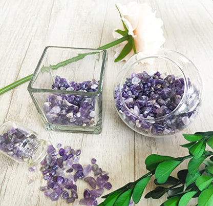 ZHIYUXI Amethyst Crystal Chips Fish Tank Gravel Vase Filler Stones Bulk Crushed Crystals Gemstone Polished Natural Quartz Stone Healing Crystals Glass Stones Fish Rocks - color: C# Amethyst, size: 0.22lbs