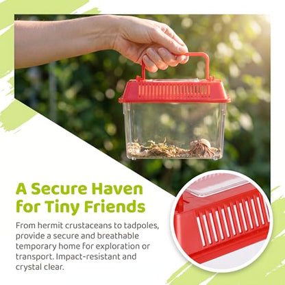 Angoily Turtle Tank, 0.4 Gal Portable Plastic Handheld Mini Fish Tanks Clear Reptile Habitat Carrier Catch and Release Aquarium Small Pet Aquarium with Handle for Travel and Home Use, Bug Cage Beach