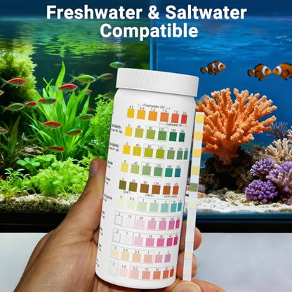 11 in 1 Aquarium Test Strips Kit | Aquarium Ammonia Test Strips | 150 Strips | Quick Accurate Freshwater&Saltwater Fish Tank Water Test Kit for Ammonia,pH,Nitrate,Nitrite,Hardness,Chlorine,Carbonate