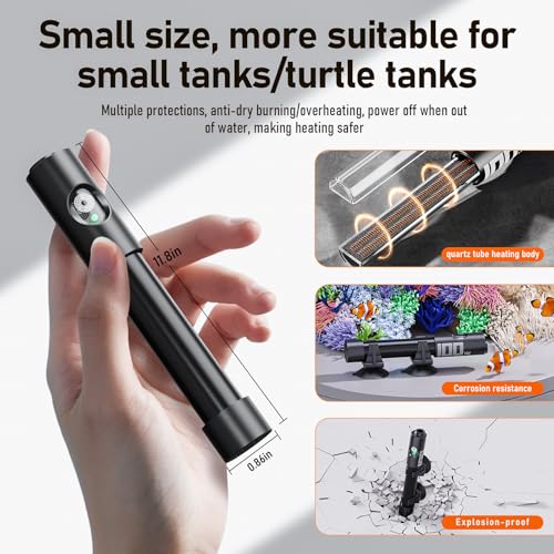 AQUASMITH 500W Aquarium Heater Precise Control Fast Heat Auto Off Anti Dry Burn 40-48Gal Tank | External LED precise temp control, fully submersible installation, explosion-proof tube for fresh & salt water - size: XXL