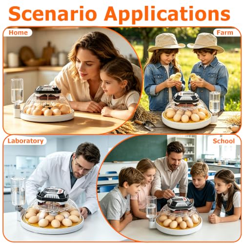 Egg Incubators for Hatching Eggs, Temperature&Humidity Control | Automatic Egg Turning,Auto Stop Turning,Built-in Egg Candler, incubating chicken/duck/goose/quail/parrot eggs