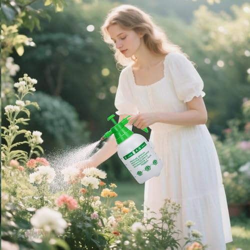 MRPAPA 2 Pack Garden Pressure Sprayer, 1/2 Gallon Handheld Sprayer | Translucent Spray Bottle with Adjustable for Houseplant Watering, Lawn Care, Household Cleaning & Patio Maintenance - color: 2L-Green-2PCS