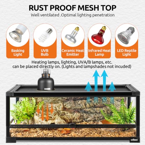 20 Gallon Tempered Glass Reptile Tank, 30" x 12" x 12" Reptile Terrarium with Sliding Door Top Screen Ventilation, Front Opening Reptile Enclosure for Lizard,Gecko,Chameleon - size: 30" x 12" x 12"