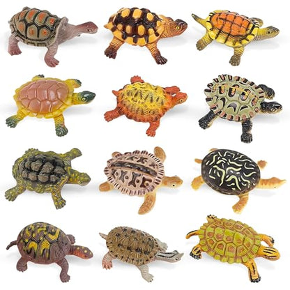 Liberty Imports 12 Piece Sea Turtle Animal Toys - Miniature Figurines - Unique Tortoise Toys Detailed and Hand Painted Reptiles Party Favor Decorations and Kids
