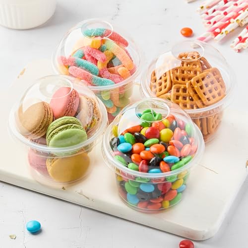 Kucoele 9 OZ Clear Plastic Cups with Dome Lids, 50 Pack | Dessert Cups, Parfait Cups, Party Serving Cups, For Yogurt, Fruit, Pudding and Ice Cream - size: 50 Pack