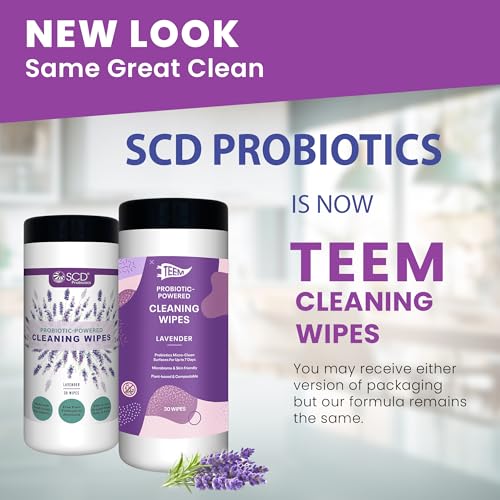 Probiotic Cleaning Wipes with Lavender Essential Oil, Microcleans Surfaces for up to 7 Days, Home Compostable & Biodegradable, All-Natural Multi Surface Wipes by SCD Probiotics, 90 Sheets (Pack of 3) | Microcleans Surfaces, Multi Surface Wipe, Home Compos
