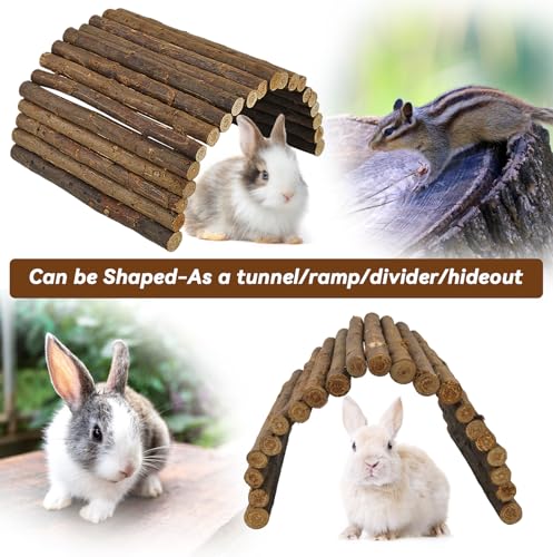 kathson Rabbit Wooden Bridge(20.0 x 11.8 inches),Guinea Pig Wood Tunnel Large Bunny Ladders Small Animal Flexible Hideout for Hamster Chinchillas Guinea Pig Hedgehog and Other Rodents - size: L (20.0 x 11.8 inches)