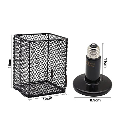 Reptile Lampshade Heating Lamp Shade 100W Ceramic Lamp & Cubiod Heater Guard Anti Scald for Lizards Spider and Amphibians Tortoises Gecko