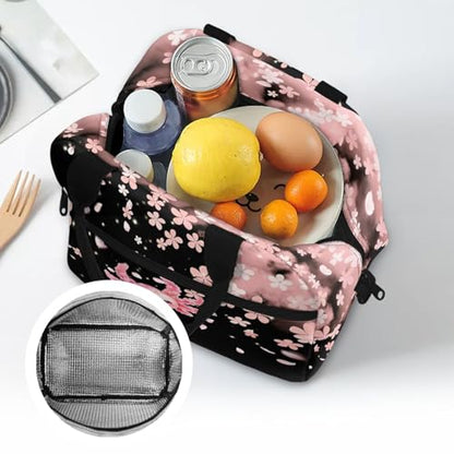 Lightweight Kids Lunch Bag Axolotl Print: Cherry Blossom Main Compartment Fits Lunch + Drink + Snack - Insulated Lining - Good for Aquarium Visit, Art Class & Birthday Party - color: Axolotl Cherry Blossom Print
