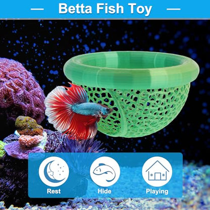 Floating Betta Cave & Hammock, Multi-Functional Hideout for Aquarium Green - color: Green