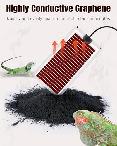 Pawfly 14 W Reptile Heat Pad 11 x 5.9 Inch Reptile Heating Pad Under Tank Terrarium Safe Fast Heating Mat Heat Mat for Turtles Frogs Snakes Lizards Geckos Hermit Crabs Spiders & Other Reptiles - size: 14W ( 11 x 5.9 Inch)