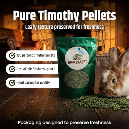 High Desert Timothy Hay Pellets for Small Pets, Natural Timothy Pellets for Daily Feeding, Rabbits, Chinchillas and Guinea Pigs Food, Balanced Fiber for Digestive Health, Small Pet Supplies, 15 oz Bag | Compressed Grass Fiber Formula, Supports Healthy Dig