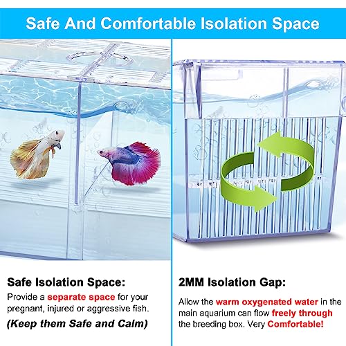 DaToo Fish Breeding Box Aquarium Holding Tank Transparent Fish Isolation Box Acclimation Hatchery Incubator Breeder for Betta Shrimp Clownfish Guppy