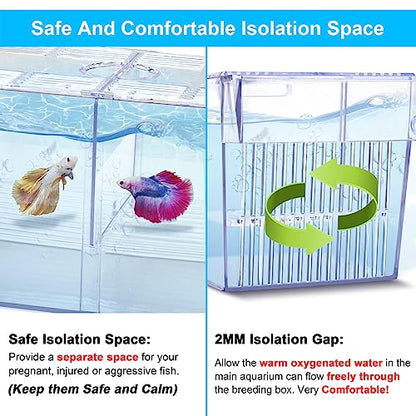 DaToo Fish Breeding Box Aquarium Holding Tank Transparent Fish Isolation Box Acclimation Hatchery Incubator Breeder for Betta Shrimp Clownfish Guppy