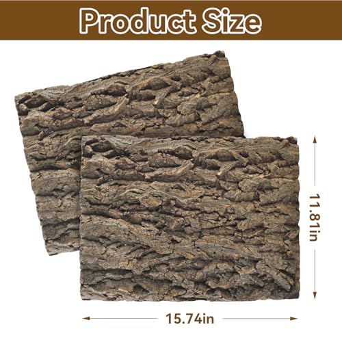 2PCS Reptile Cork Bark Background,15.74 x 11.81 Inch Natural Cork Wood Terrarium Background Bearded Dragon Tank Bark Backdrop Wall Decor for Lizard Gecko Chameleon Tortoise Snake Spider Frog - size: 【15.74 x 11.81 In】