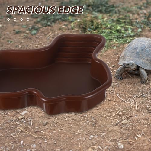 Zerodeko Ultralarge Capacity and Quick Cleaning Turtle Bathing Pool with Ramp and Scenery Appearance, Abs Reptile Soaking Pool Versatile Application for Aquarium and Terrarium for Lizards