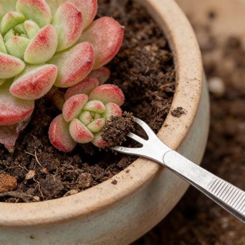 2-in-1 Bonsai Tweezers Set - 8.8" Stainless Steel Long Plant Tweezers with Rake & Spatula Tips, Straight + Curved Tools for Bonsai, Succulents & Terrariums