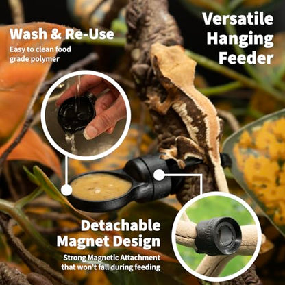 Pangea Microdish Kit for Micro Gecko Feeding, Water Bowl for Tiny Reptiles | Branch Mount, Zip Ties Included 1.5in x .75 in - size: S Branch Mount