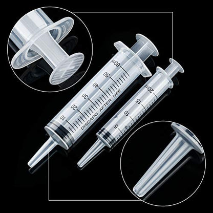 10 Pack Plastic Syringe Liquid Measuring Syringes Without Needle for Epoxy Resin, Craft, Scientific Labs, Feeding Pets Animals, Oil or Glue Applicator (20 ML, 60 ML) - size: 20 ML, 60 ML