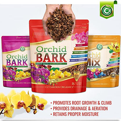 Orchid Potting Bark - Made in USA Premium Garden Soil Amendment Mix for Proper Root Development of Phalaenopsis, Cattleyas, Indoor/Outdoor Plants, Reptile Terrarium Bedding & More! (Mini Fir Bark)