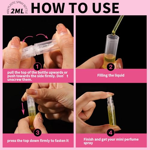 Fandamei Mini Spray Bottle, 10 Pack 2ml Mini Plastic Spray Bottle Empty, Fine Mist Refillable Perfume, Small Perfume Spray Bottle, Tiny Plastic Portable Travel Bottle, Clear - size: 2ml